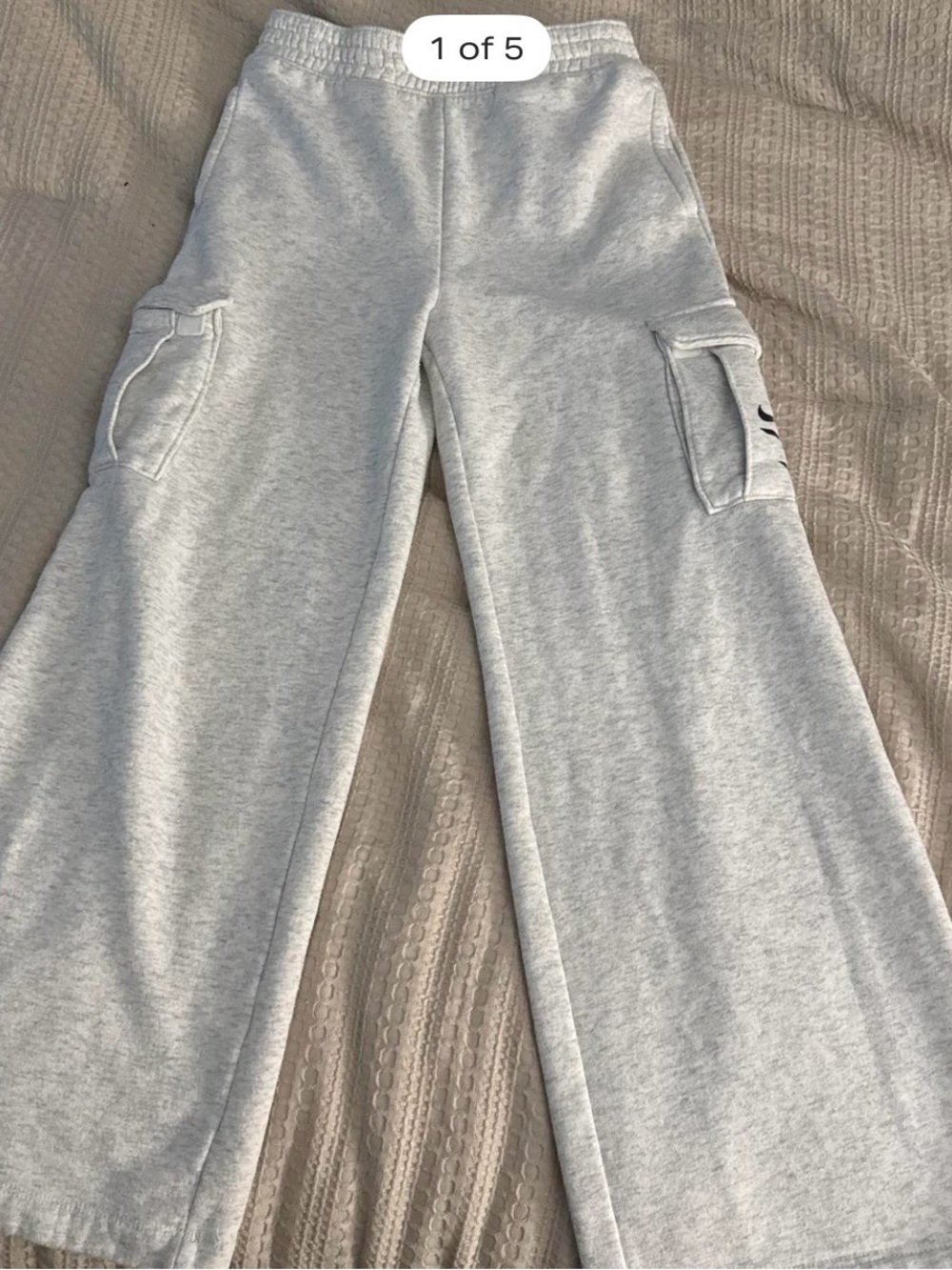 Kids Gray Cargo Sweatpants - Comfortable Wide-Leg Lounge Bottoms